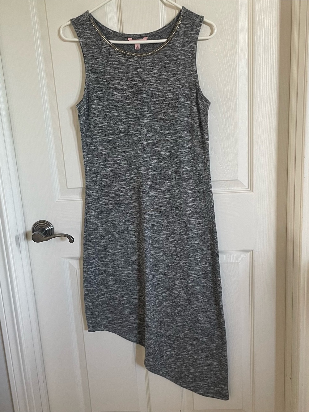 Juicy Couture Gray Asymmetrical Bodycon Dress with Bedazzled Neckline size M